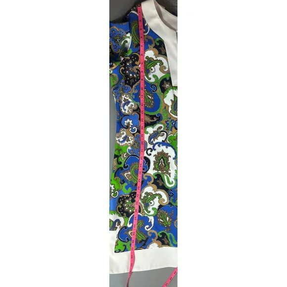 Jude Connally Sz L Dress Multicolor Paisley Print 3/4 Sleeves V-Neckline - Picture 7 of 7